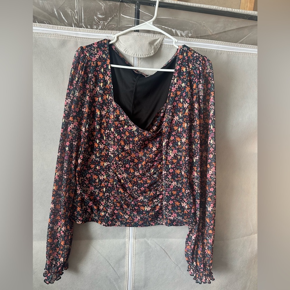Willow Black Floral Long Sleeve Blouse